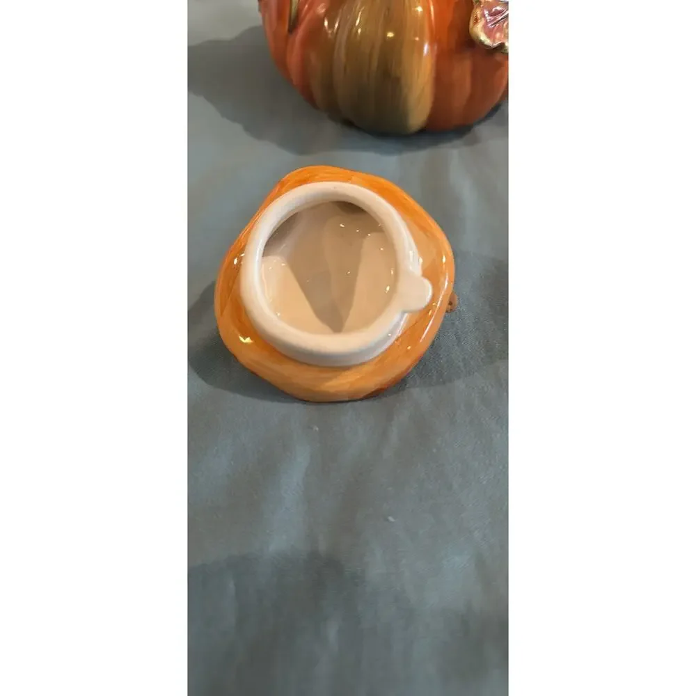 Vintage Harvest Pumpkin Ceramic Teapot, unbranded cir. 1980- 05